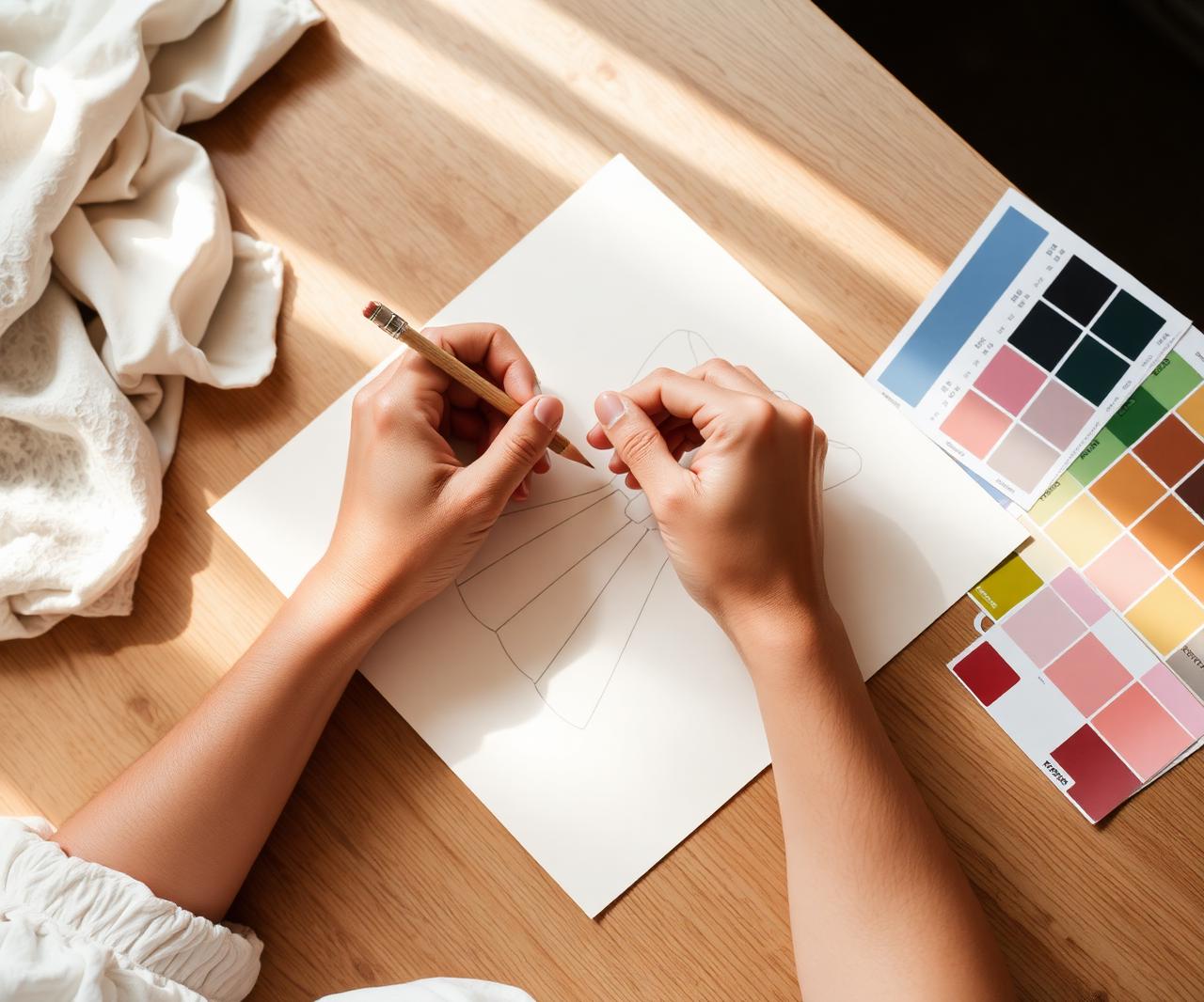 Designer sketching custom dress